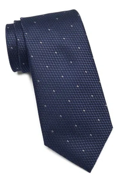 Tom Baine Texture Grid Tie In Blue