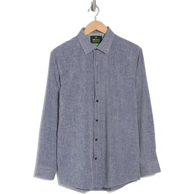 Tom Baine Textured Performance Button-up Shirt In Charcoal
