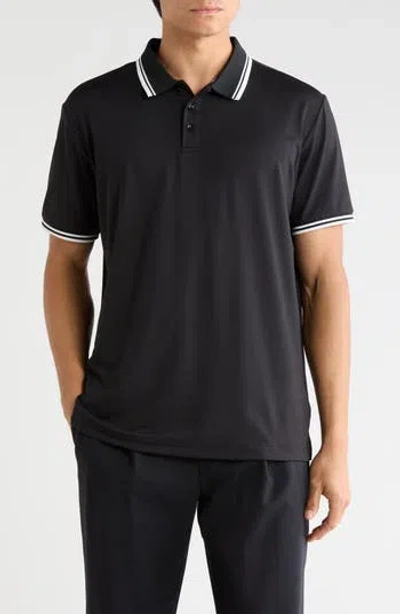 Tom Baine Tipped Performance Polo In Black