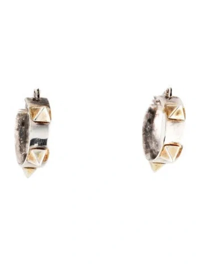 Pre-owned Tom Binns Two Tone Studded Hoop Earring In Multicolor