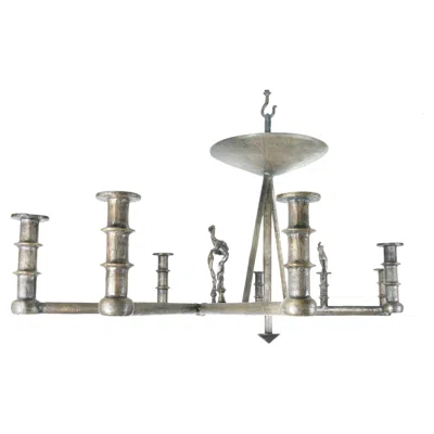 Pre-owned Tom Corbin Brutalist Eight Candles Chandelier By , Bronze, Usa, 1990 In Gold