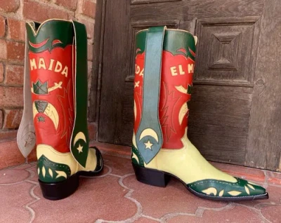 Pre-owned Tom Cruise Top Gun Cowboy Boots Men's Size 8d  Maverick By Rancho Loco In Multicolor