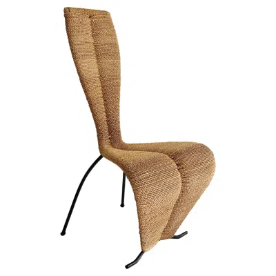 Pre-owned Tom Dixon 1 X Hourglass Rope Dining Chair  Style Metal Frame Uk, 1980s Postmodern In Brown