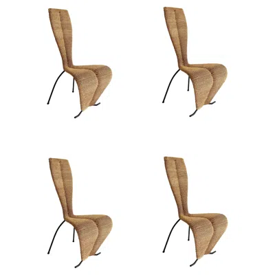 Pre-owned Tom Dixon 4 X Hourglass Rope Dining Chairs  Style Metal Frame Uk 1980s Postmodern In Brown