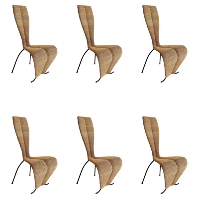 Pre-owned Tom Dixon 6 X Hourglass Rope Dining Chairs  Style Metal Frame Uk 1980s Postmodern In Brown