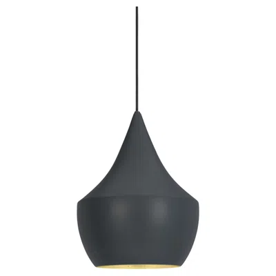 Pre-owned Tom Dixon 'beat Fat' Metal Pendant In Black With Hammered Brass Interior