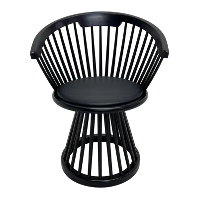 Pre-owned Tom Dixon Black Fan Dining Chair With Leather Seat Pad