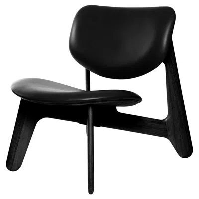 Pre-owned Tom Dixon Black Stained Oak And Black Leather 'slab' Lounge Chair
