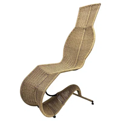Pre-owned Tom Dixon Bolide Iron Woven Seagrass Rocking Chaise In Brown