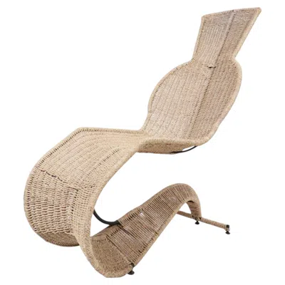 Pre-owned Tom Dixon Bolide Rocking Chaise Longue In Steel And Woven Seagrass, London 1991 In Beige