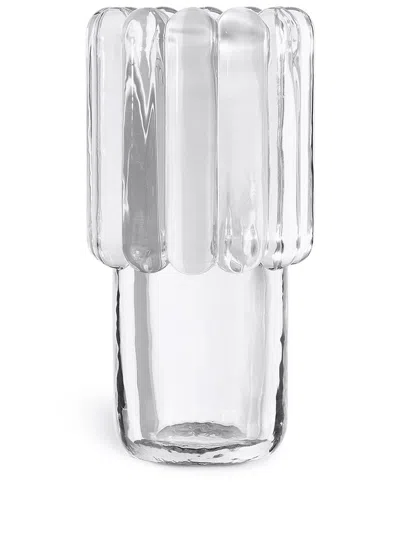 Tom Dixon Clear Press Medium Glass Vase In Neutrals