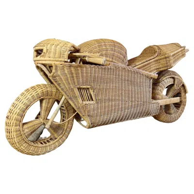 Pre-owned Tom Dixon Exceptional Life Size Wicker And Bamboo Racing Motorcycle In Brown