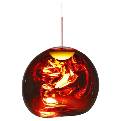 Pre-owned Tom Dixon 'melt' Polished Copper Polycarbonate Pendant In Red