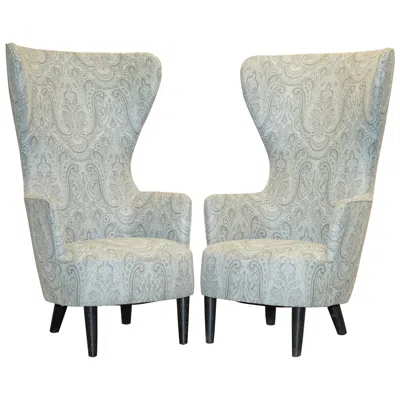 Pre-owned Tom Dixon Pair Of 2007 Restored George Smith  Wing Back Armchairs In Brown