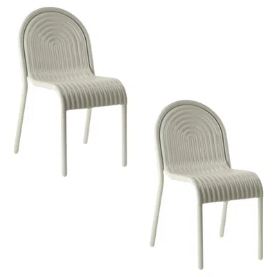 Pre-owned Tom Dixon Pair Of  'groove' Aluminum Outdoor Dining Chairs In Putty In Gray