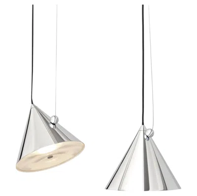 Pre-owned Tom Dixon 'pose' 10-inch Polished Silver Conical Adjustable Steel Pendant