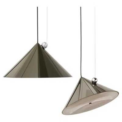 Pre-owned Tom Dixon 'pose' Kelp Green High-gloss Conical Adjustable Steel Pendant