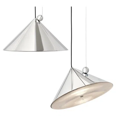 Pre-owned Tom Dixon 'pose' Polished Silver Conical Adjustable Steel Pendant