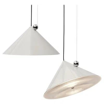 Pre-owned Tom Dixon 'pose' Putty Off-white High-gloss Conical Adjustable Steel Pendant In Sand
