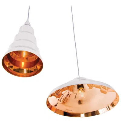 Pre-owned Tom Dixon Step Beat Fat & Wide White Pendant Light Set, Copper, Contemporary, Uk