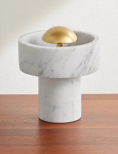 Tom Dixon Stone Portable Marble And Gold-tone Led Lamp In Gray
