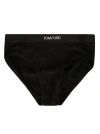 Tom Ford Elasticated Logo Cotton Blend Briefs In Black