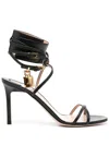 Tom Ford Black Soft Calf Ankle Wrap Heeled Sandals In Black