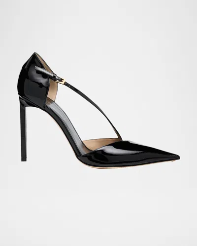 Tom Ford 100mm Queen Anne Patent Leather Pumps In Black