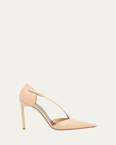 Tom Ford 100mm Queen Anne Patent Leather Pumps In Neutral