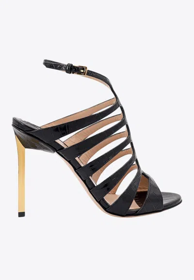 Tom Ford 105 Croc-embossed Leather Strappy Sandals