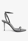 Tom Ford Laminated Heeled Sandals With Laminated Effect In Silver