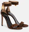 Tom Ford Brown Ocelot-print Suede Padlock Heeled Sandals