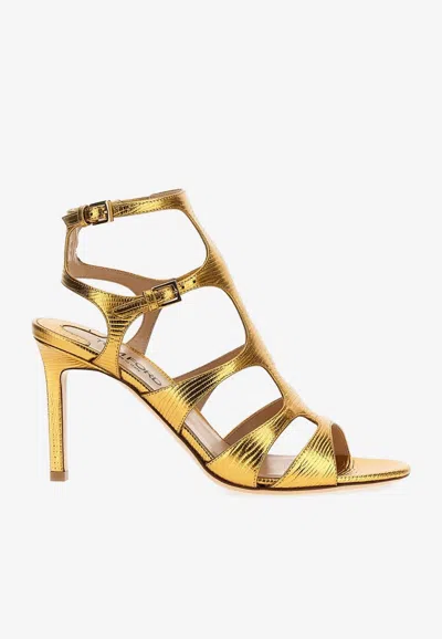 Tom Ford 105 Metallic Leather Sandals In Gold
