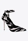 Tom Ford Padlock Zebra-print Velvet Pumps In Monochrome