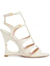 Tom Ford Paradis Cutout Croc-effect Leather Wedge Sandals In White