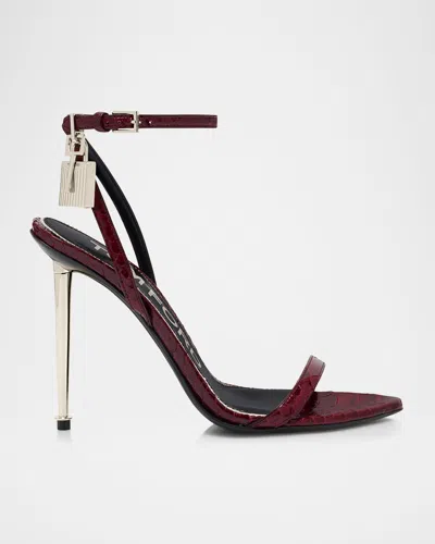 TOM FORD 105MM LOCK EMBOSSED LEATHER SANDALS
