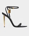 Tom Ford Black Sandals With Metal Heel And Padlock In Leather Woman In Black