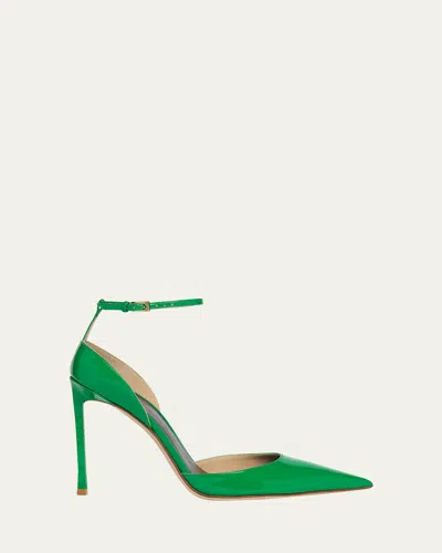 Tom Ford 105mm Patent Leather Ankle-strap Pumps In Green