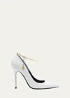 Tom Ford 105mm Patent Leather Anklet Pumps In 1w001 White