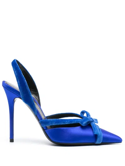 Tom Ford Women's 105mm Bow Satin Slingback Pumps In Electric Blue