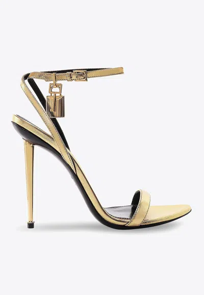 Tom Ford 110 Laminated Leather Sandals In Gold