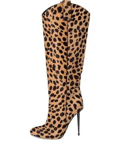 Pre-owned Tom Ford 115mm Leopard-print Knee-high Boots