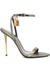 Tom Ford Hammered-effect Fabric Padlock Pointy Naked Sandals Shoes In Multi