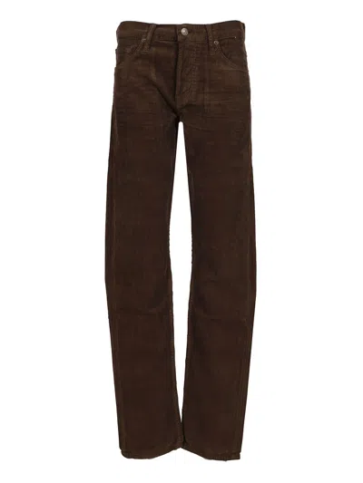 TOM FORD 12 WAVES CORD SLIM FIT JEANS BROWN