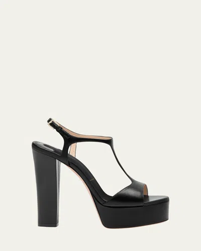 Tom Ford 130mm Angelina Leather Platform Sandals In Black