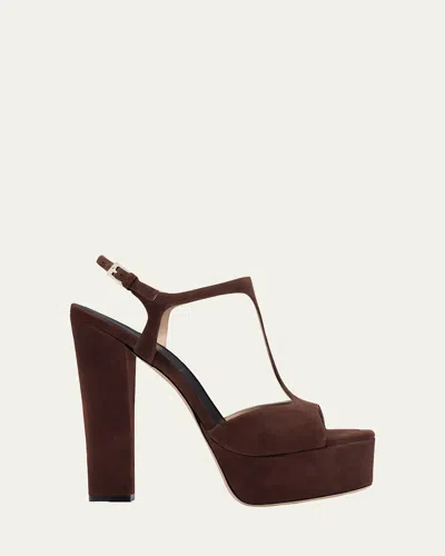 Tom Ford 130mm Angelina Suede Platform Sandals In Brown