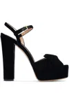 Tom Ford Brigitte 130 Velvet Platform Sandals In Black