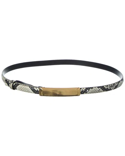 Tom Ford 15mm Snake-embossed Leather Belt In White