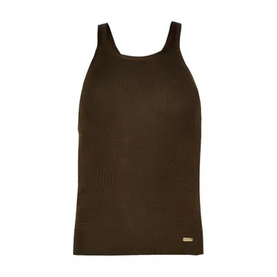 Tom Ford 18gg Racerback Tank Top Embroidery In Green