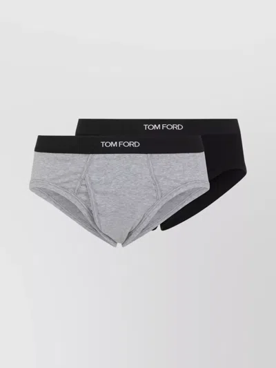 Tom Ford 2-pack Cotton Blend Briefs In Gray
